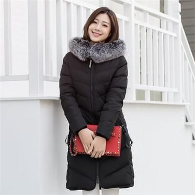 狐狸大毛领显瘦羽绒服